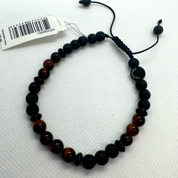 Caputo & Co. Lava Gemstone Red Tiger Eye Adjustable Bracelet NWT - Picture 2 of 8